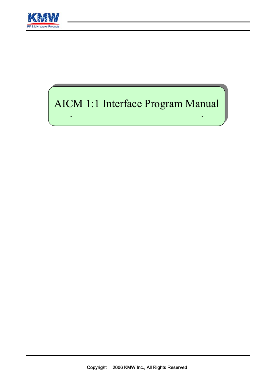 KMW Communications AICM User Manual | 17 pages