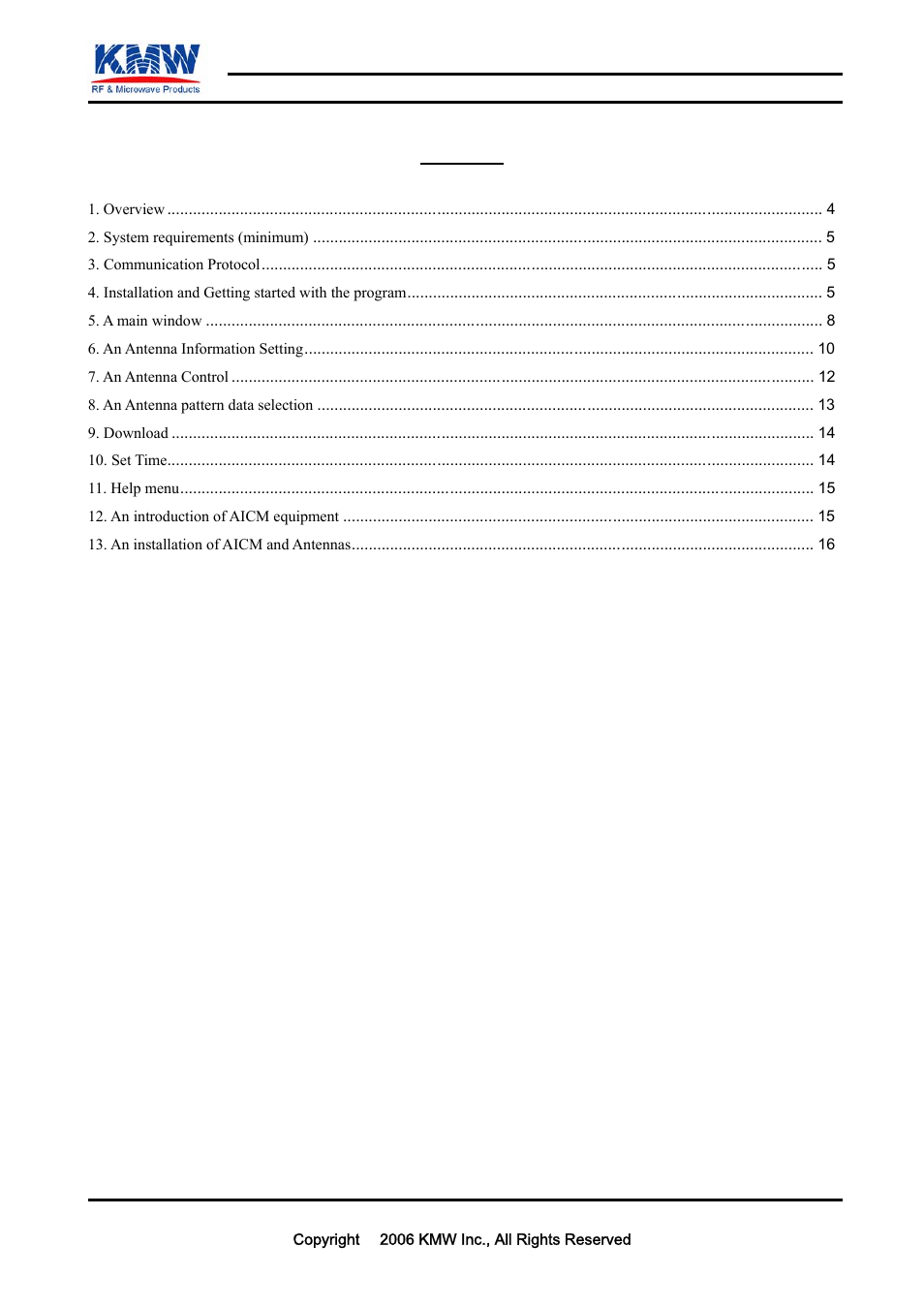 KMW Communications AICM User Manual | Page 3 / 17