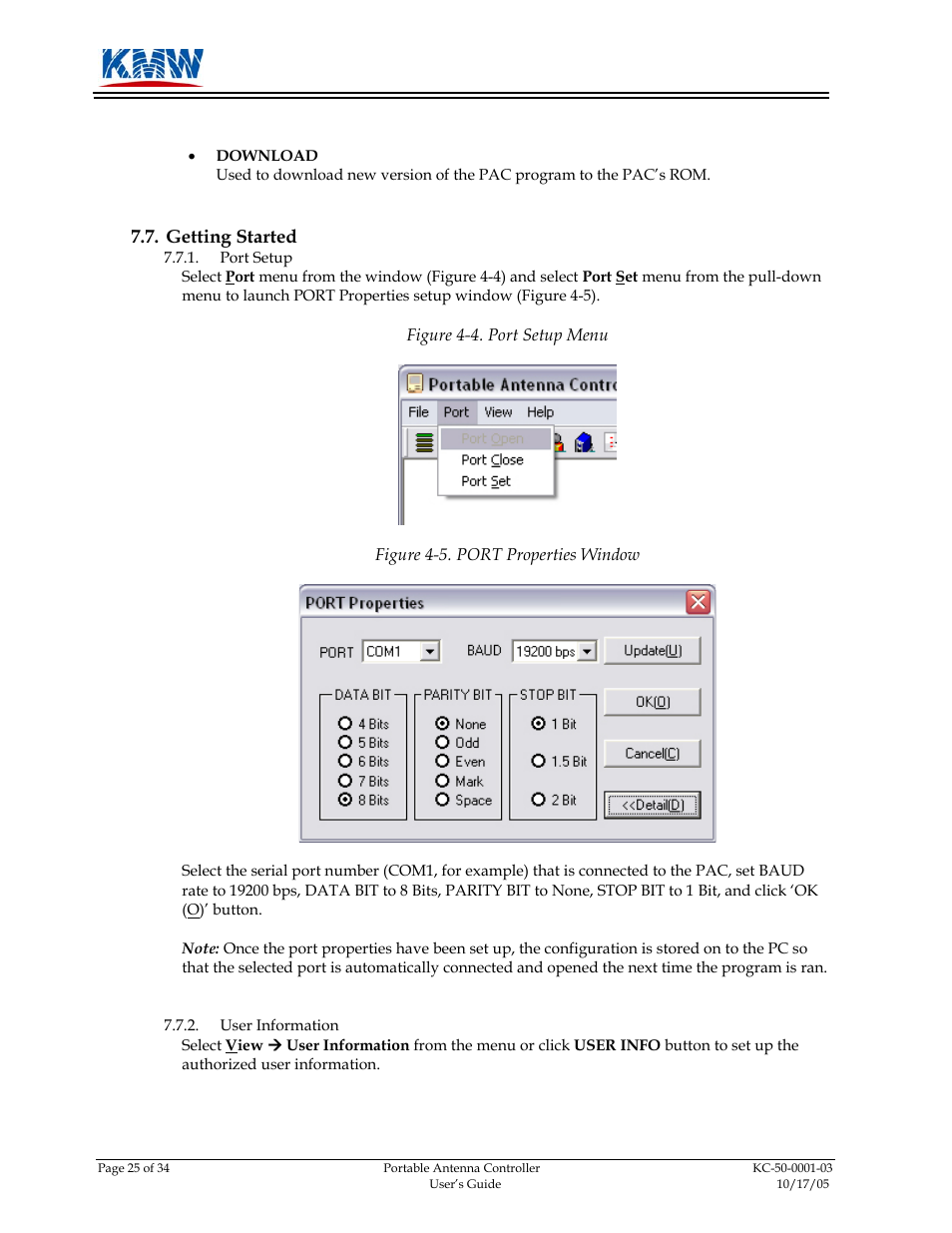 Getting started, Getting, Started | KMW Communications PAC-I User Manual | Page 26 / 34