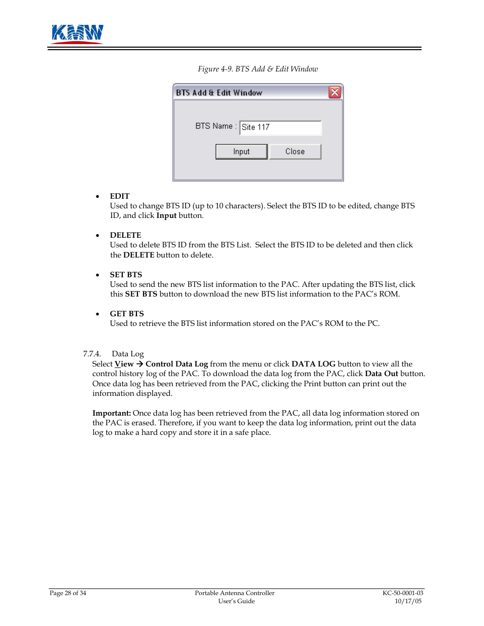 KMW Communications PAC-I User Manual | Page 29 / 34