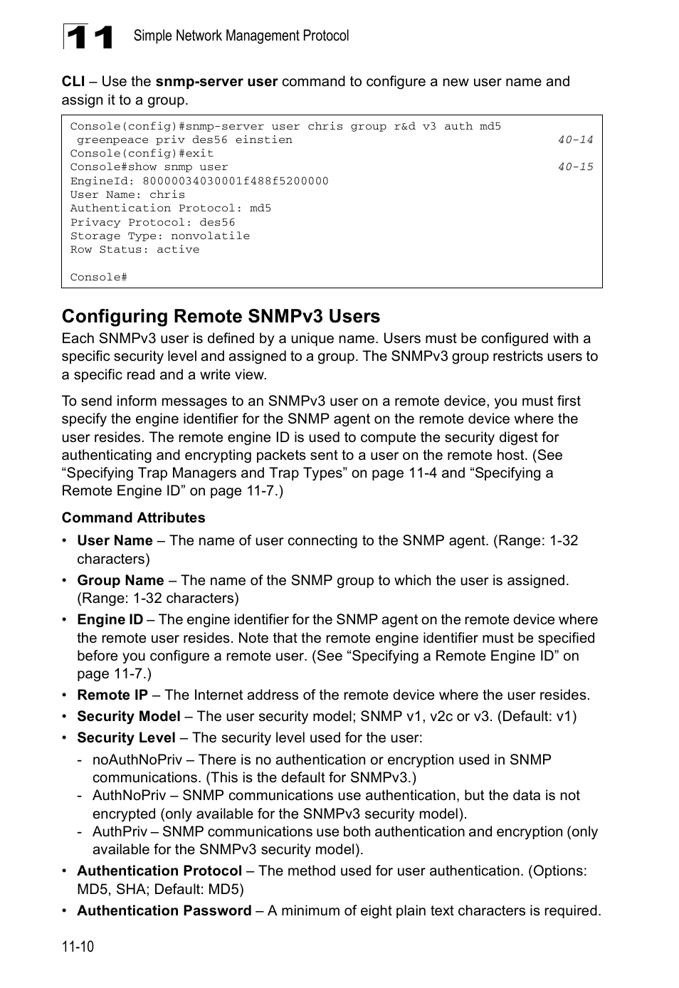 Configuring remote snmpv3 users | Accton Technology ES4524D User Manual | Page 110 / 588