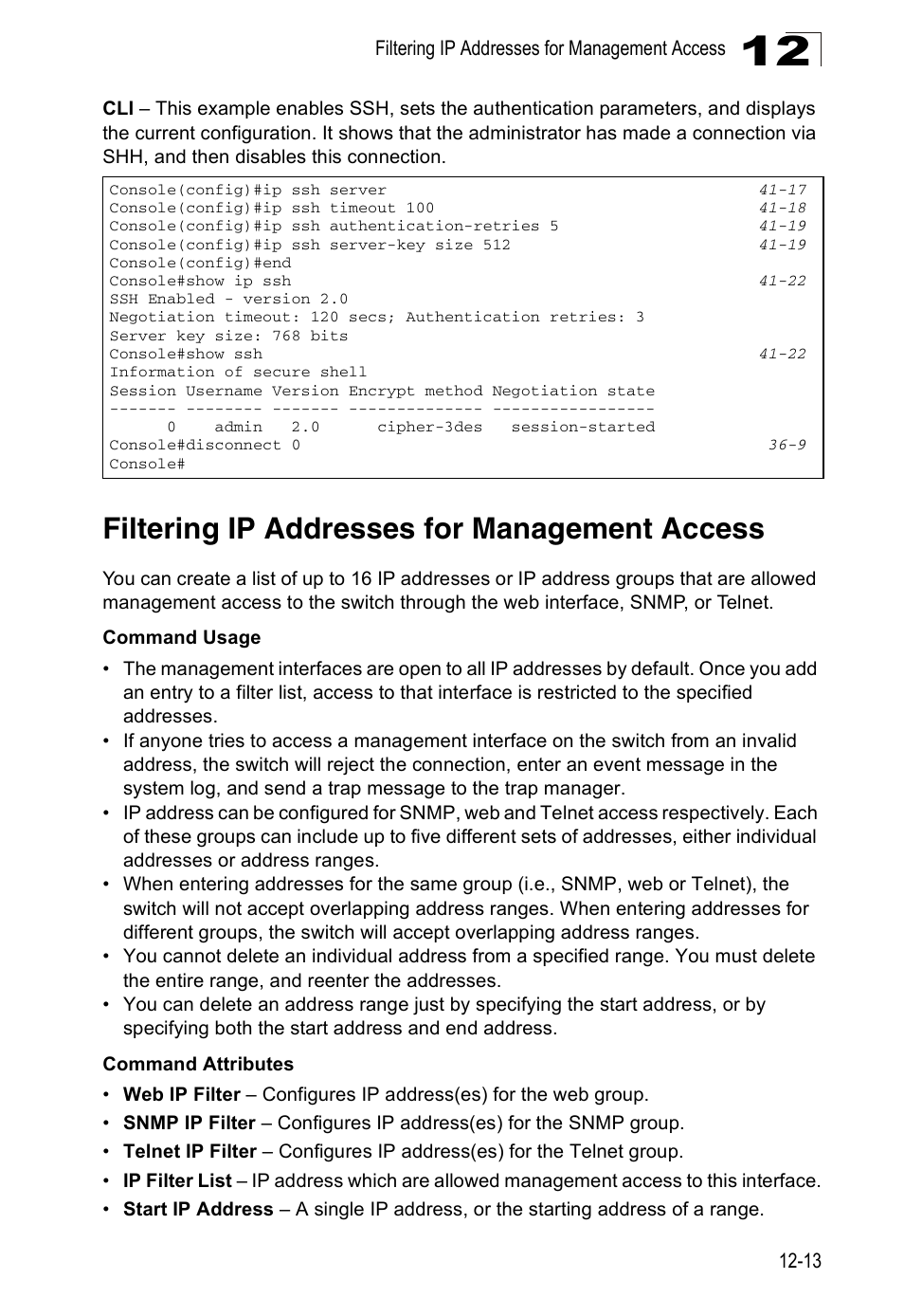 Filtering ip addresses for management access | Accton Technology ES4524D User Manual | Page 131 / 588