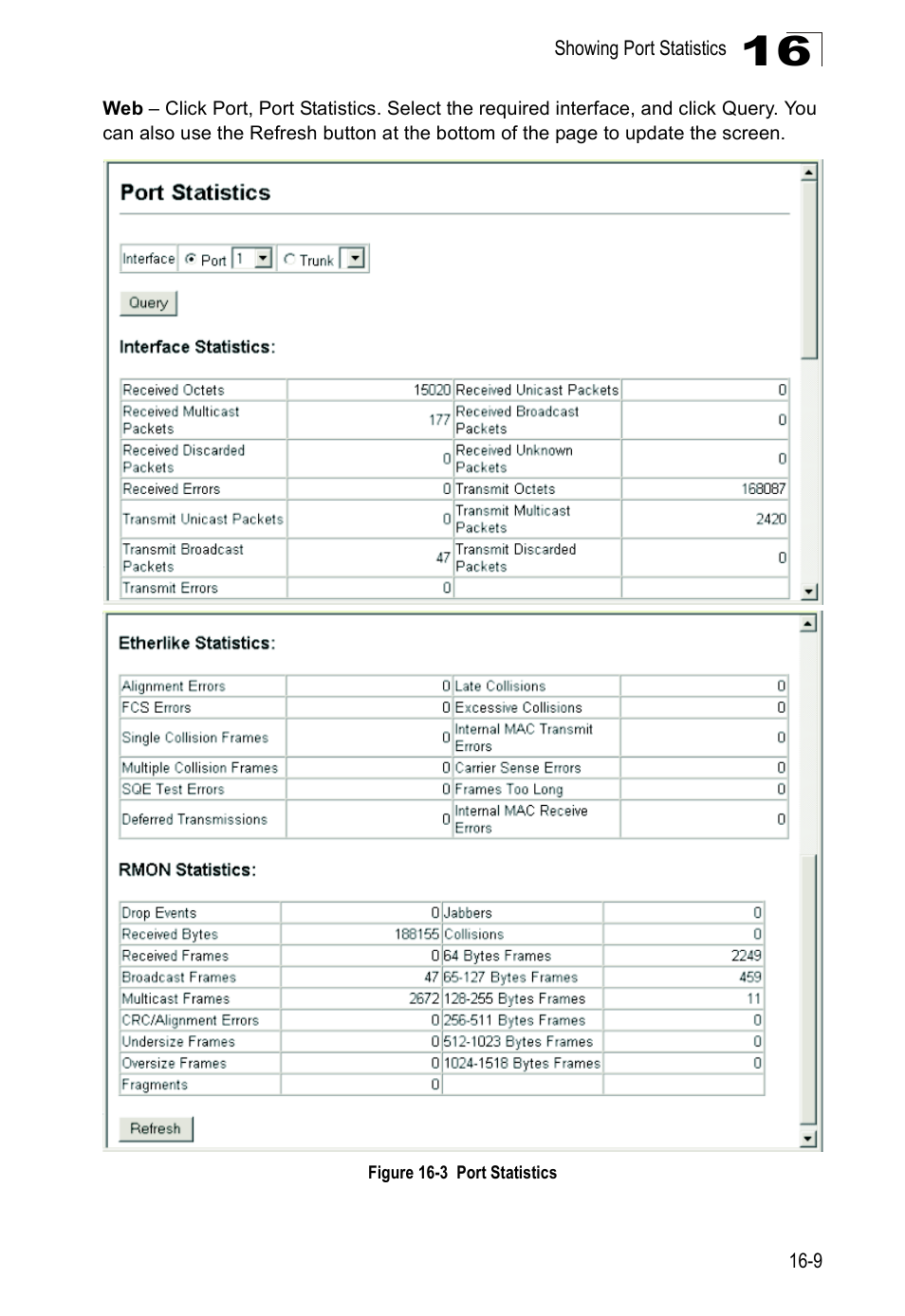 Figure 16-3, Port statistics | Accton Technology ES4524D User Manual | Page 163 / 588