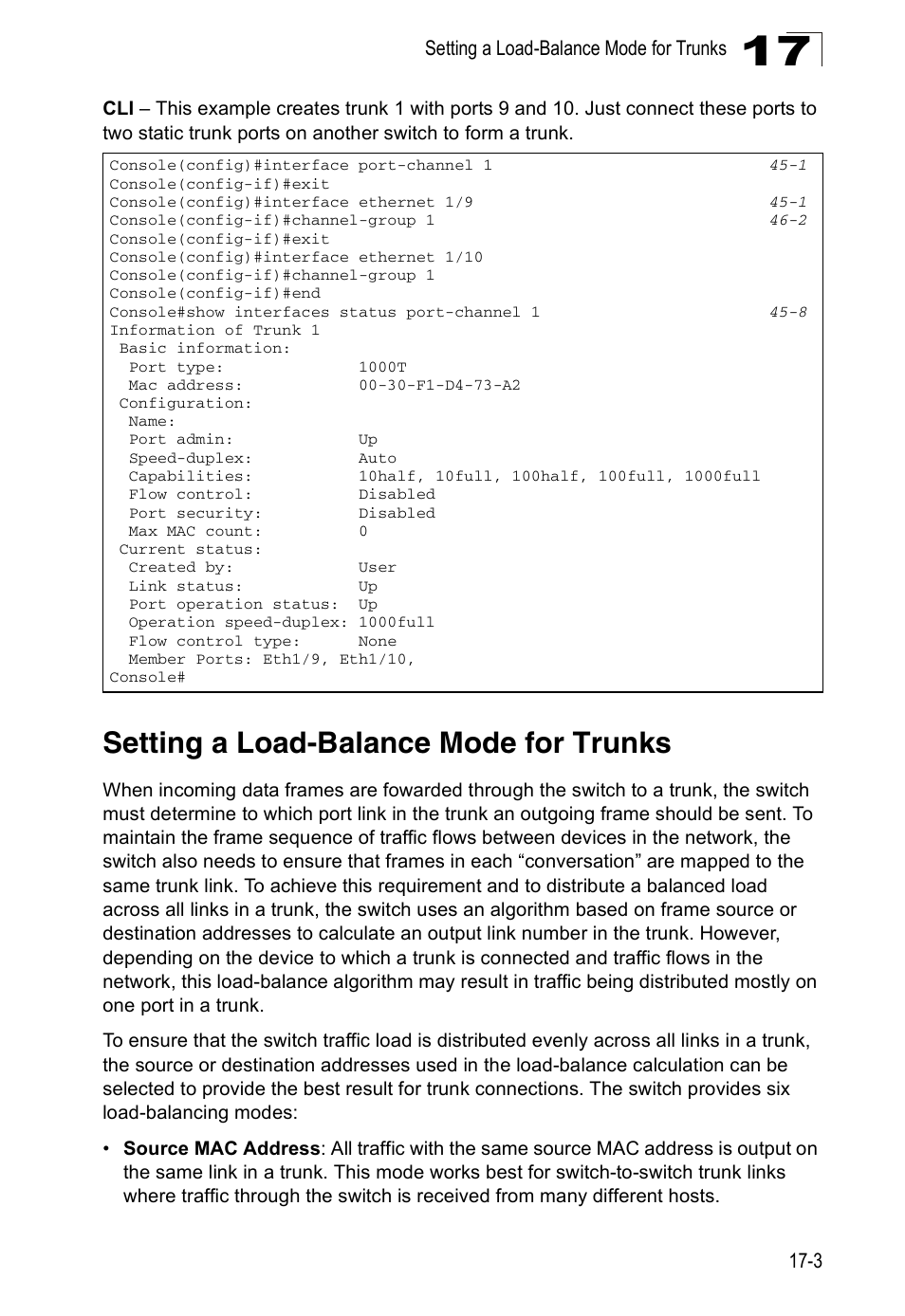 Setting a load-balance mode for trunks | Accton Technology ES4524D User Manual | Page 167 / 588