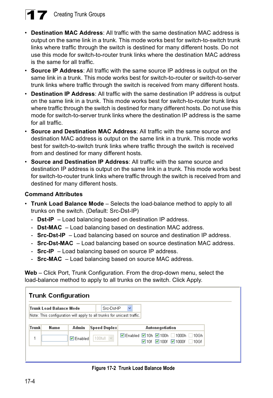 Figure 17-2, Trunk load balance mode | Accton Technology ES4524D User Manual | Page 168 / 588