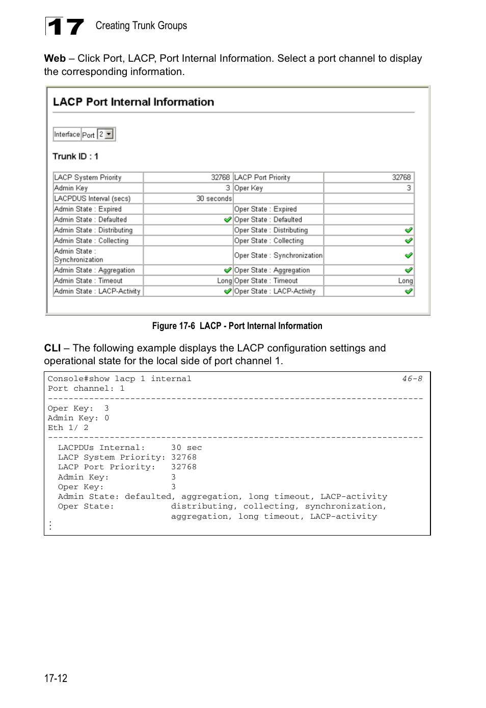 Figure 17-6, Lacp - port internal information | Accton Technology ES4524D User Manual | Page 176 / 588