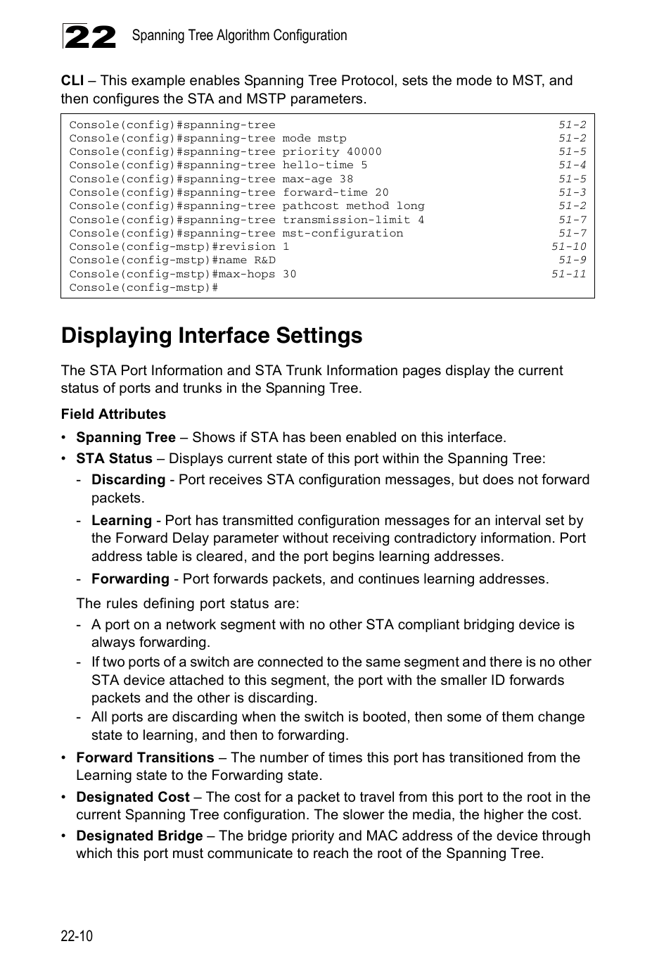 Displaying interface settings | Accton Technology ES4524D User Manual | Page 198 / 588