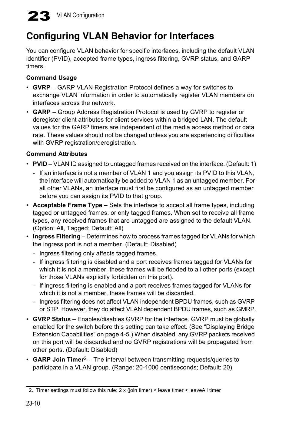 Configuring vlan behavior for interfaces | Accton Technology ES4524D User Manual | Page 218 / 588