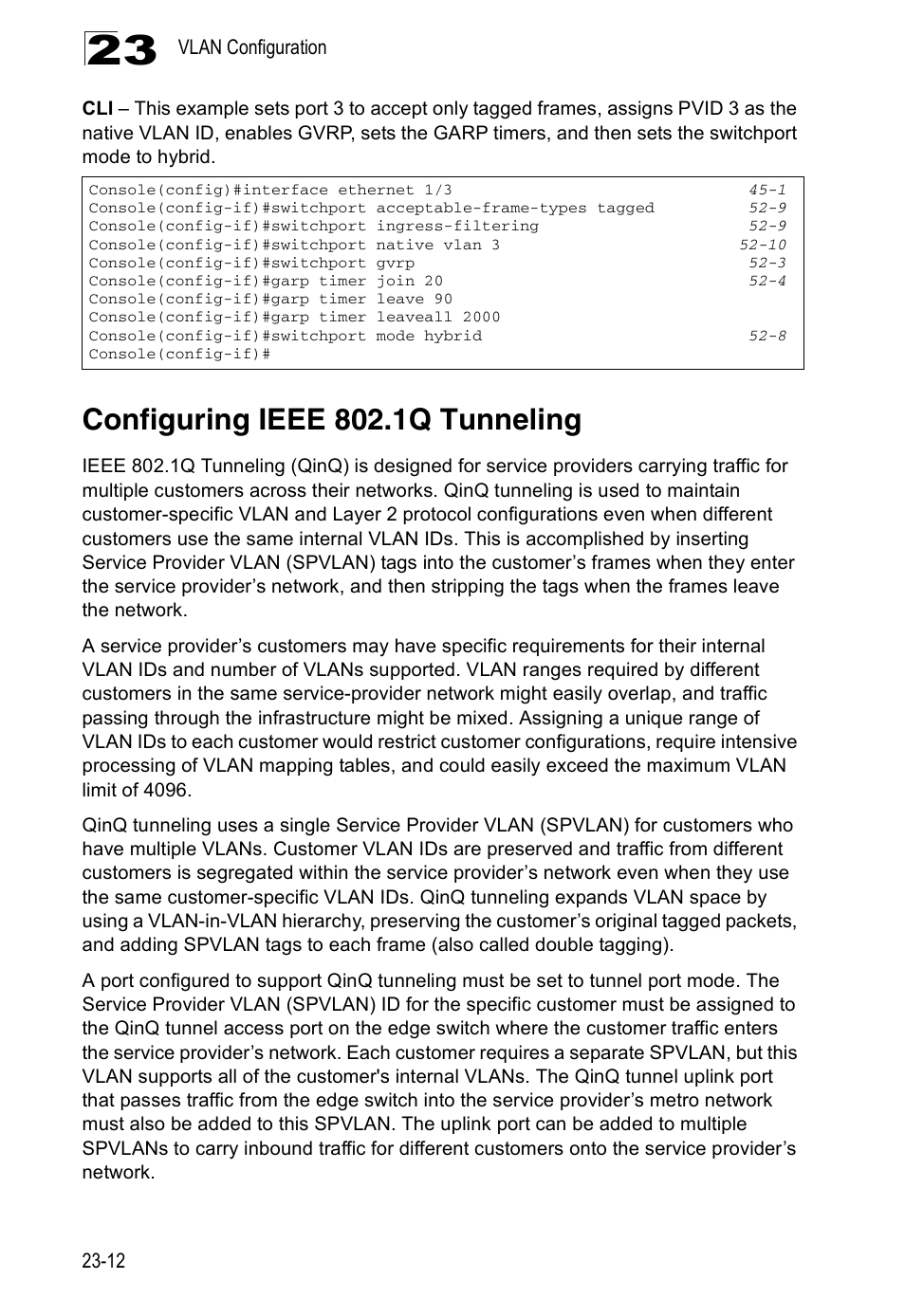 Configuring ieee 802.1q tunneling | Accton Technology ES4524D User Manual | Page 220 / 588