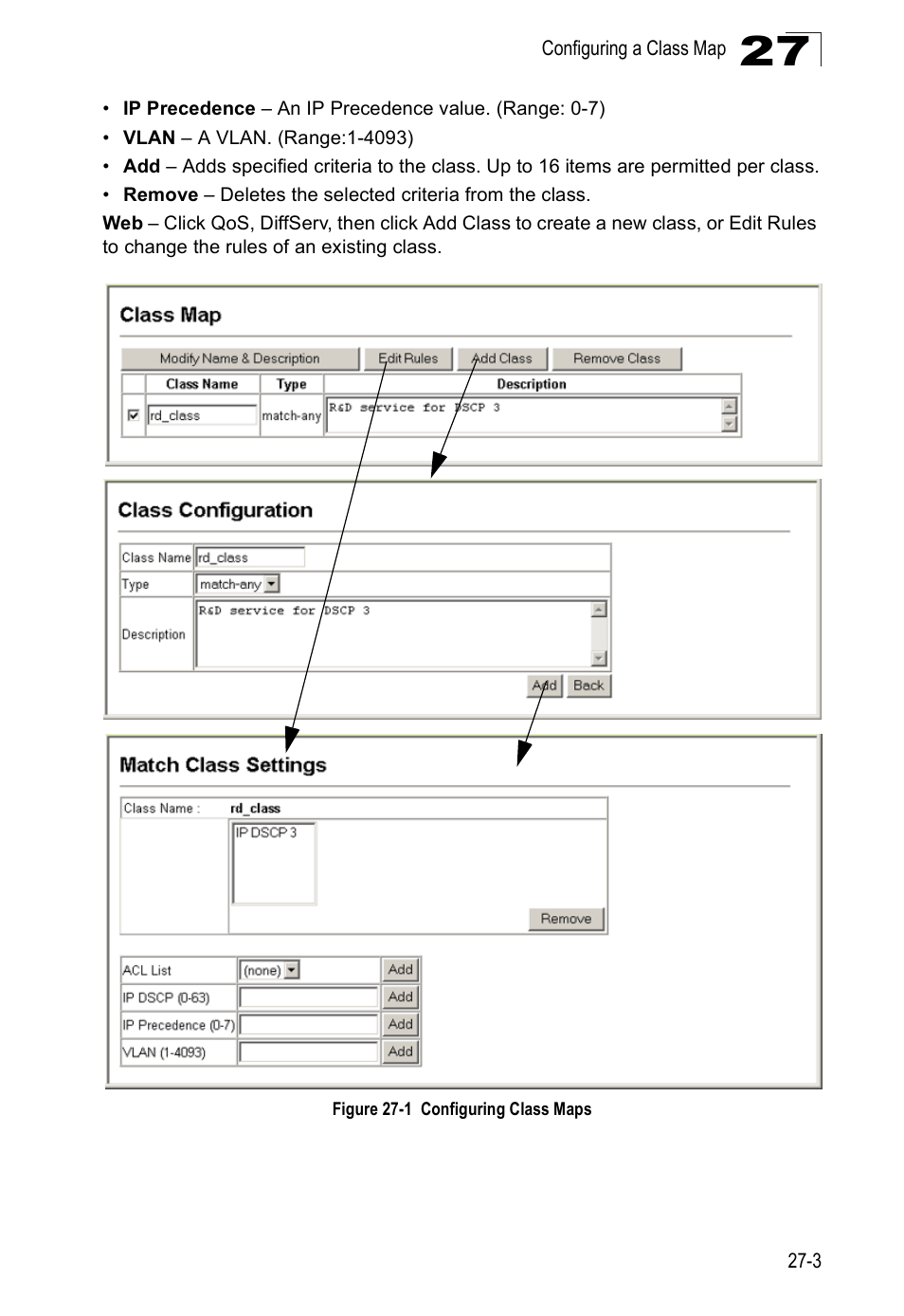 Figure 27-1, Configuring class maps | Accton Technology ES4524D User Manual | Page 247 / 588