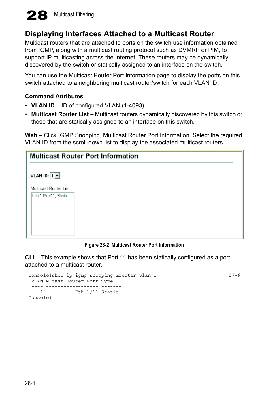 Figure 28-2, Multicast router port information | Accton Technology ES4524D User Manual | Page 256 / 588