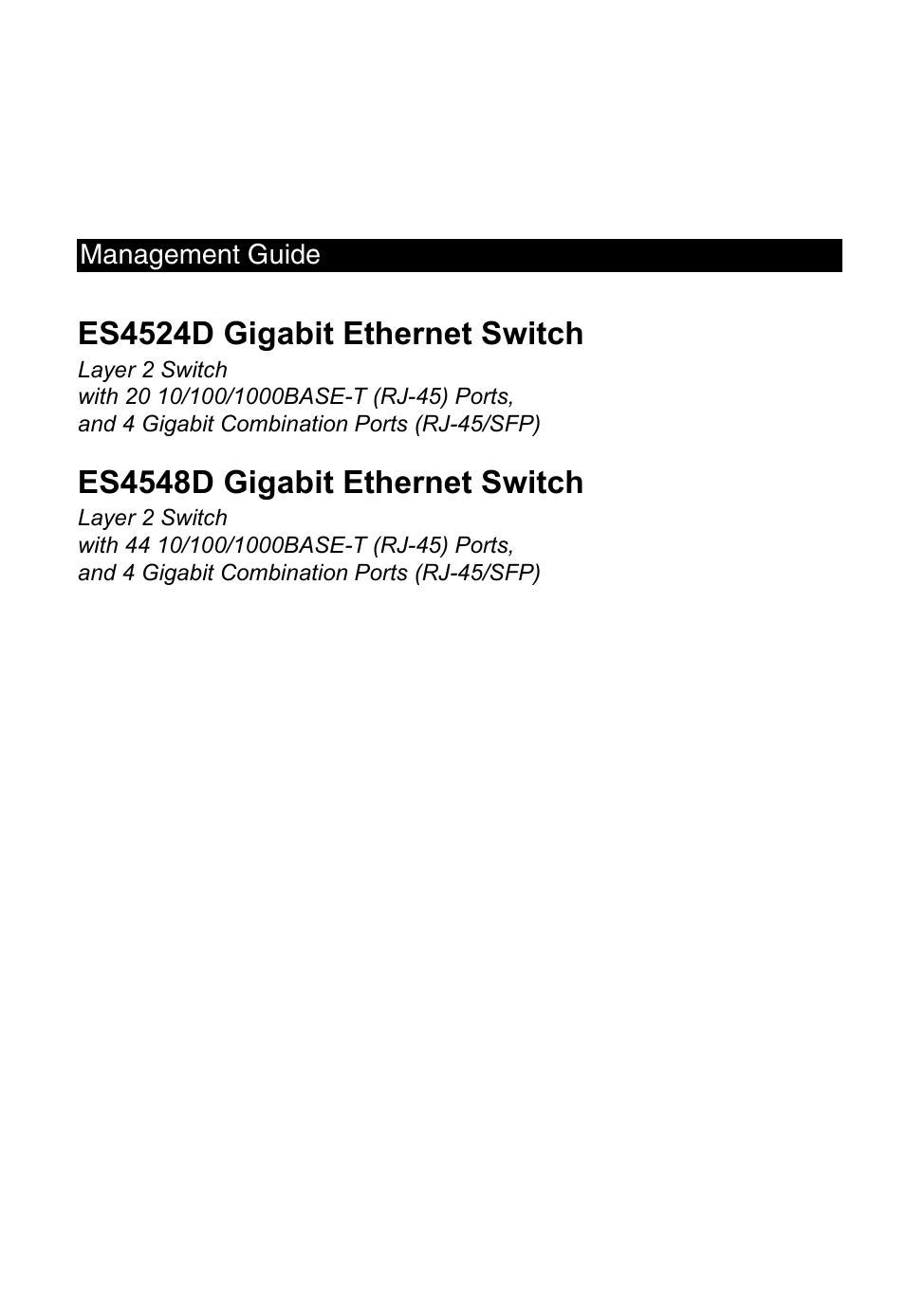 Es4524d gigabit ethernet switch, Es4548d gigabit ethernet switch | Accton Technology ES4524D User Manual | Page 3 / 588