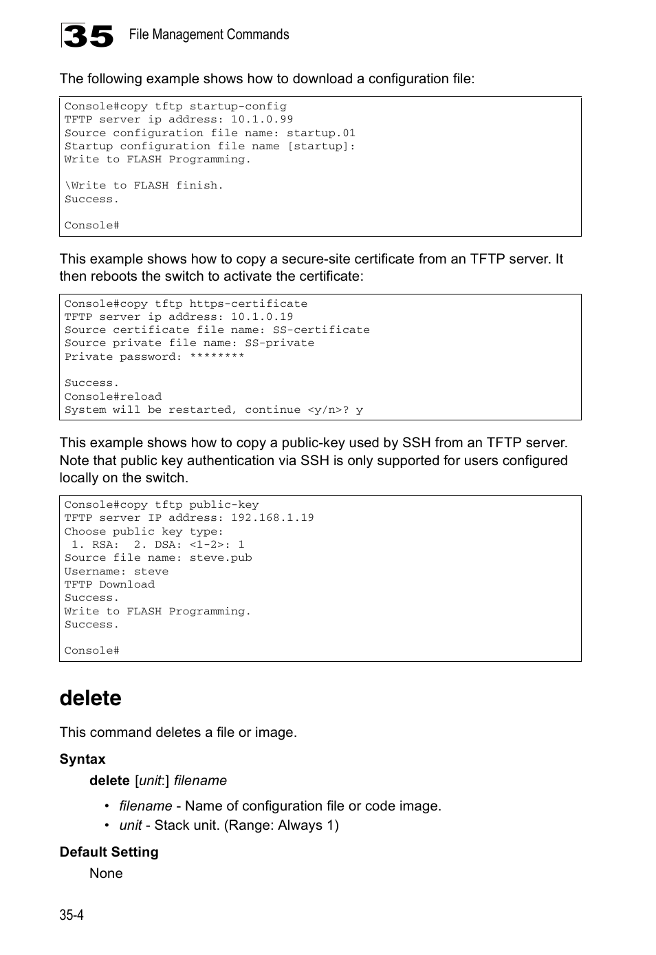 Delete, Delete 35-4 | Accton Technology ES4524D User Manual | Page 304 / 588