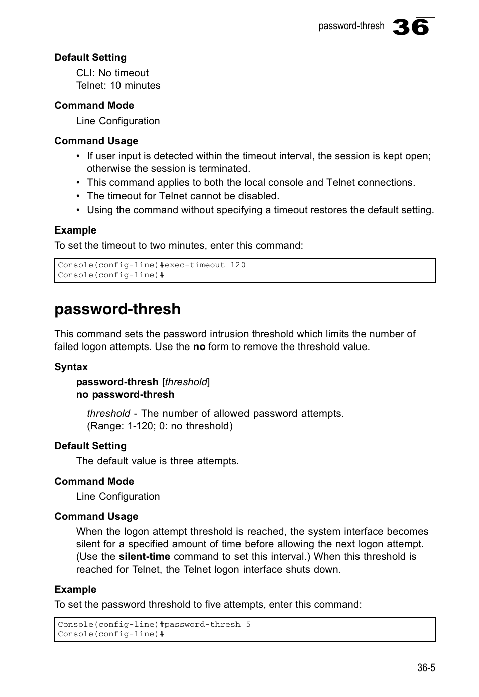 Password-thresh, Password-thresh 36-5 | Accton Technology ES4524D User Manual | Page 313 / 588