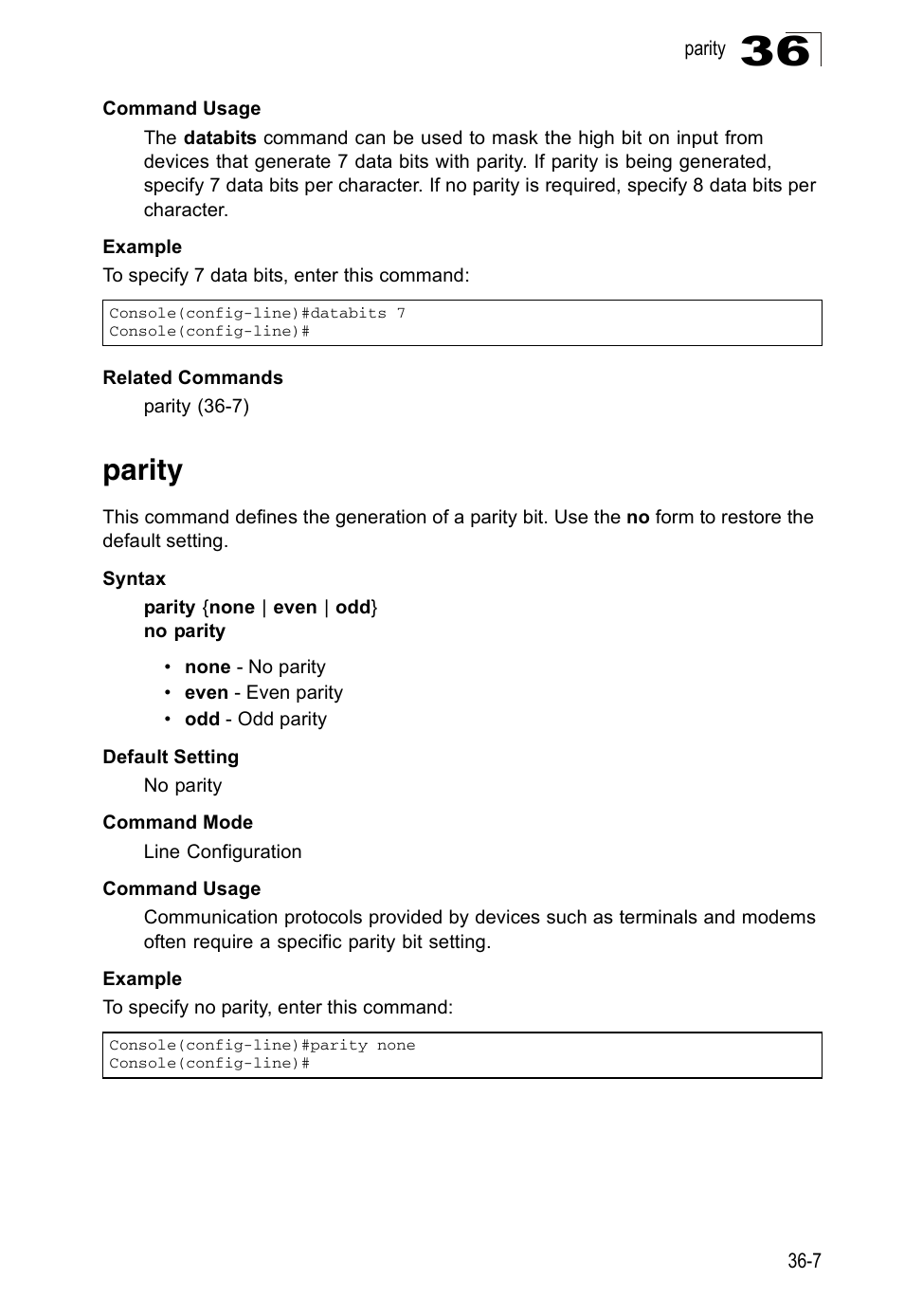 Parity, Parity 36-7 | Accton Technology ES4524D User Manual | Page 315 / 588