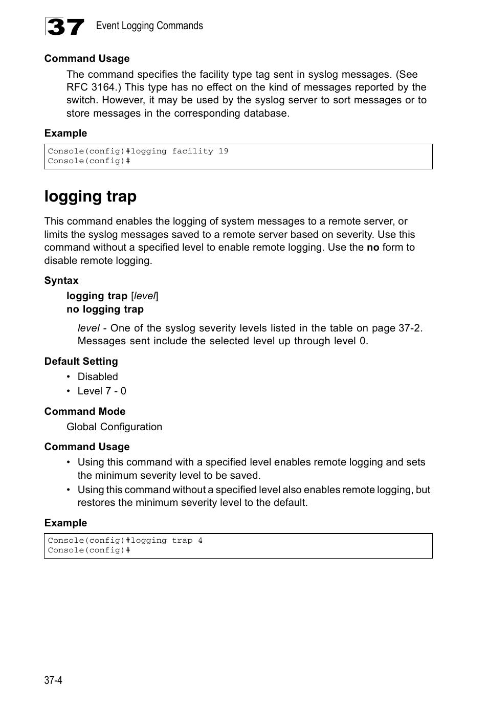 Logging trap | Accton Technology ES4524D User Manual | Page 322 / 588