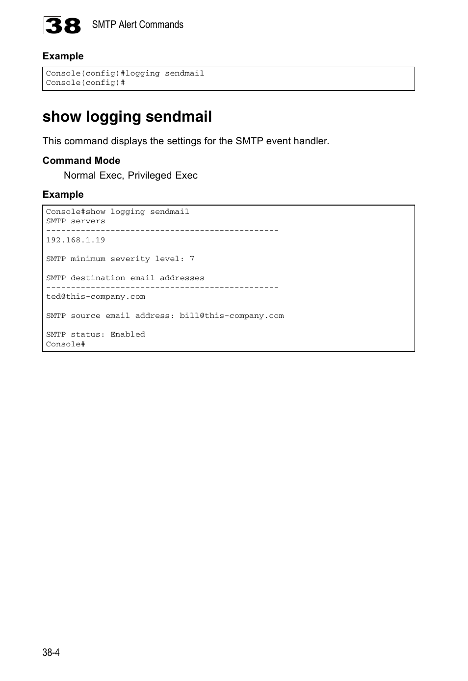 Show logging sendmail | Accton Technology ES4524D User Manual | Page 330 / 588