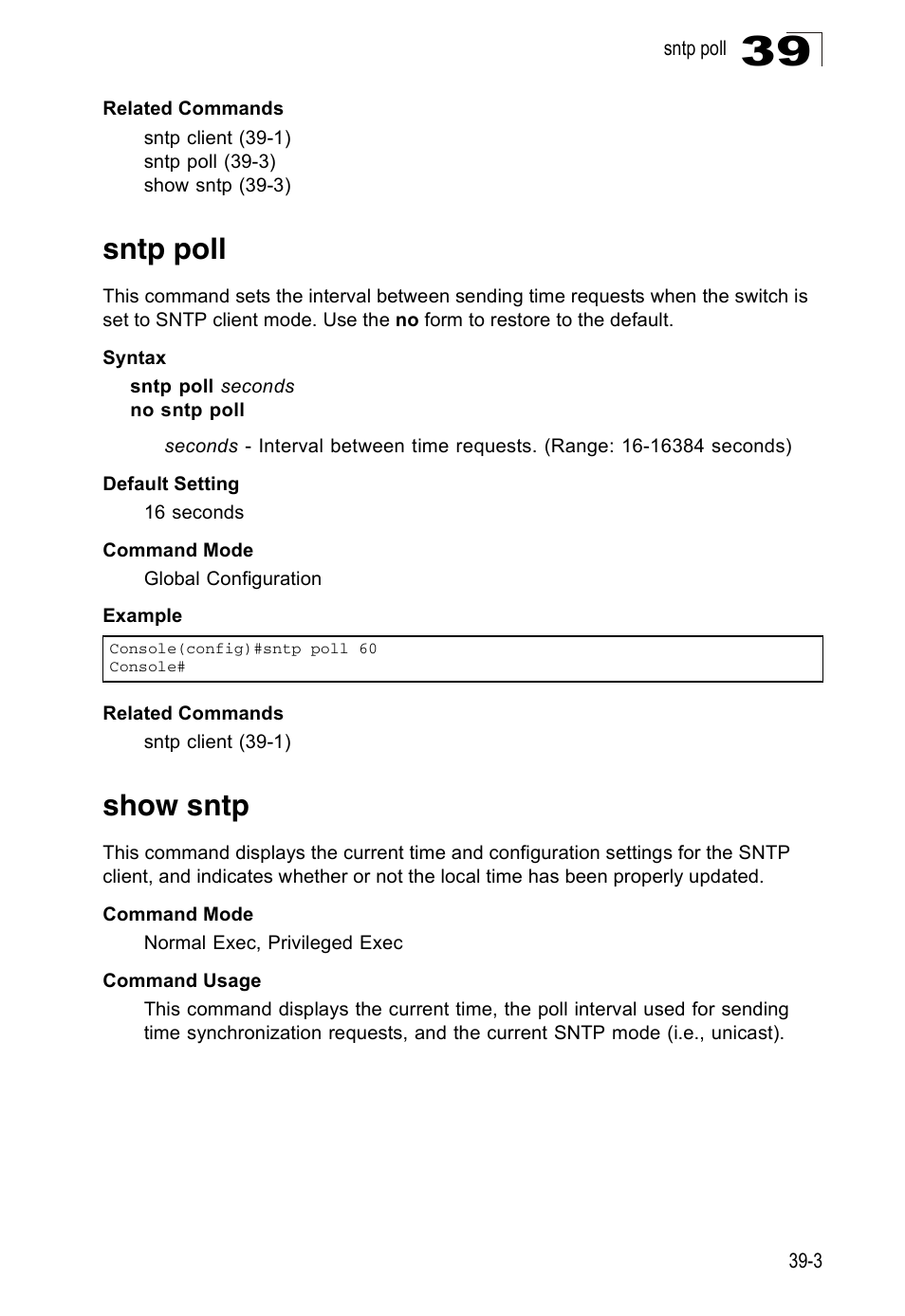 Sntp poll, Show sntp | Accton Technology ES4524D User Manual | Page 333 / 588