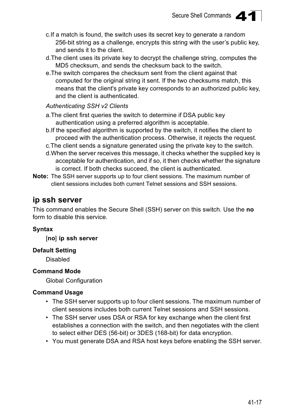 Ip ssh server | Accton Technology ES4524D User Manual | Page 369 / 588
