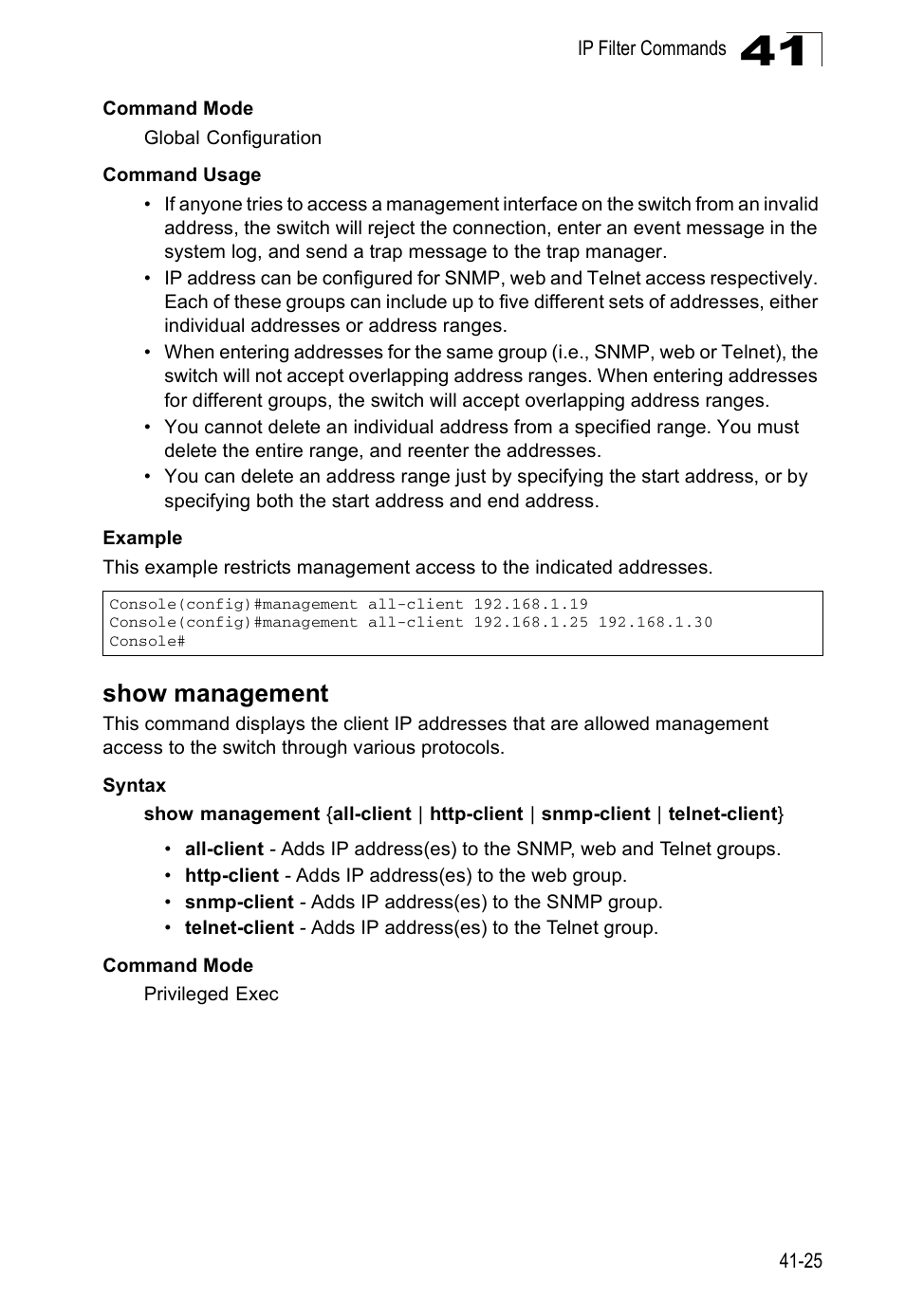 Show management | Accton Technology ES4524D User Manual | Page 377 / 588