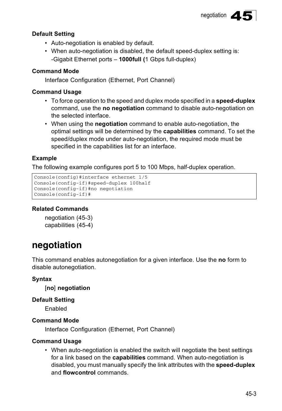 Negotiation, Negotiation 45-3 | Accton Technology ES4524D User Manual | Page 409 / 588