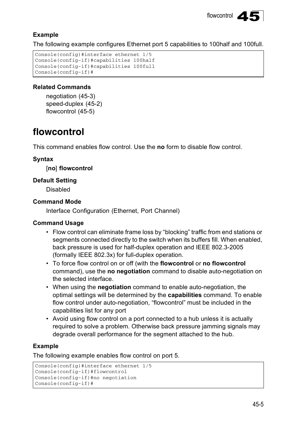 Flowcontrol, Flowcontrol 45-5 | Accton Technology ES4524D User Manual | Page 411 / 588