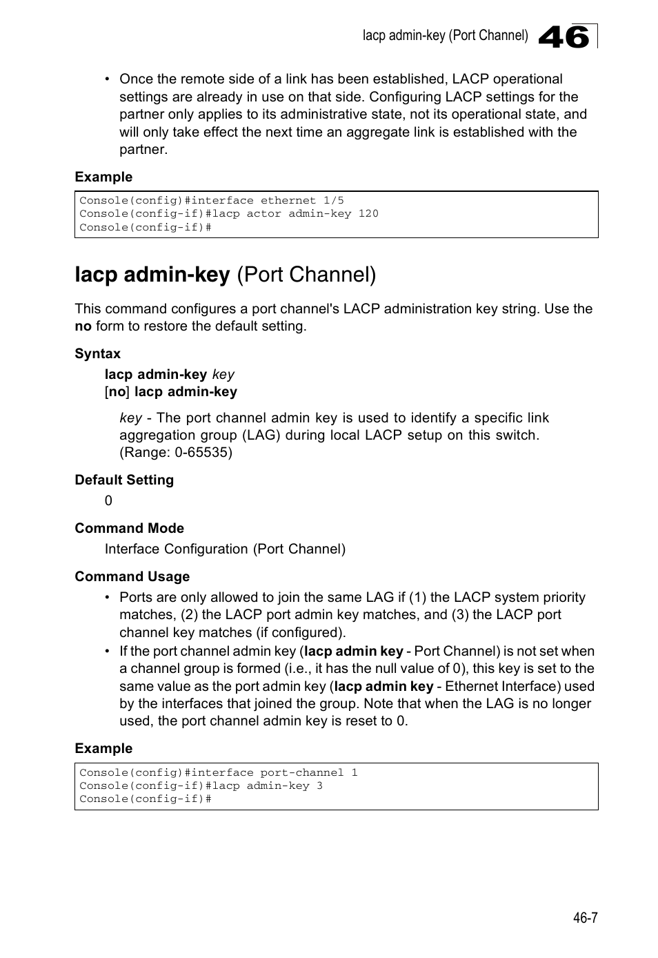 Lacp admin-key (port channel) | Accton Technology ES4524D User Manual | Page 425 / 588