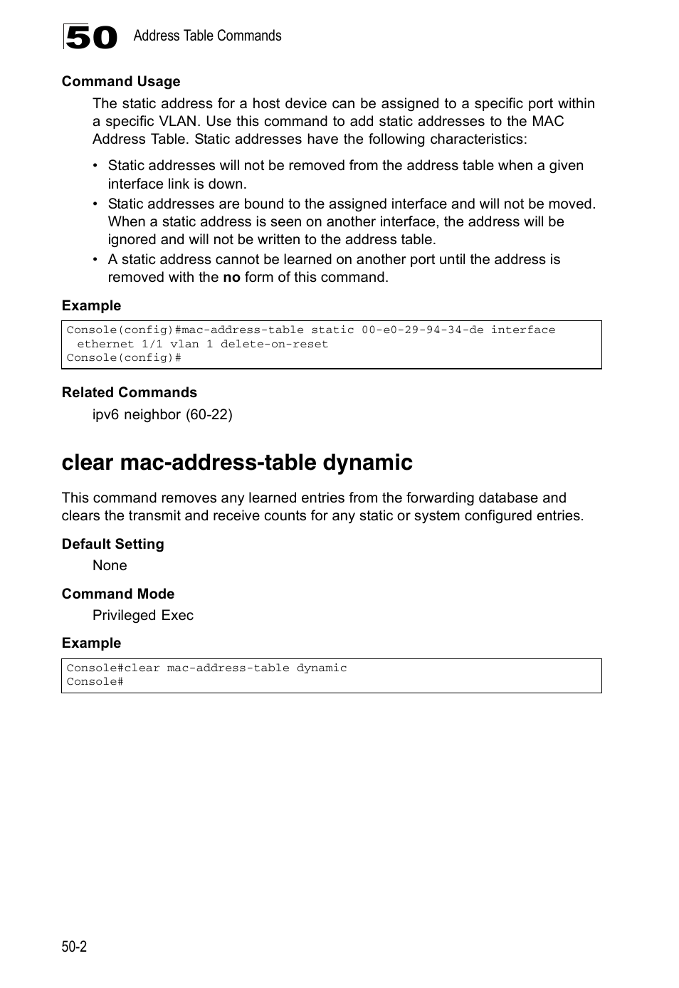 Clear mac-address-table dynamic | Accton Technology ES4524D User Manual | Page 438 / 588