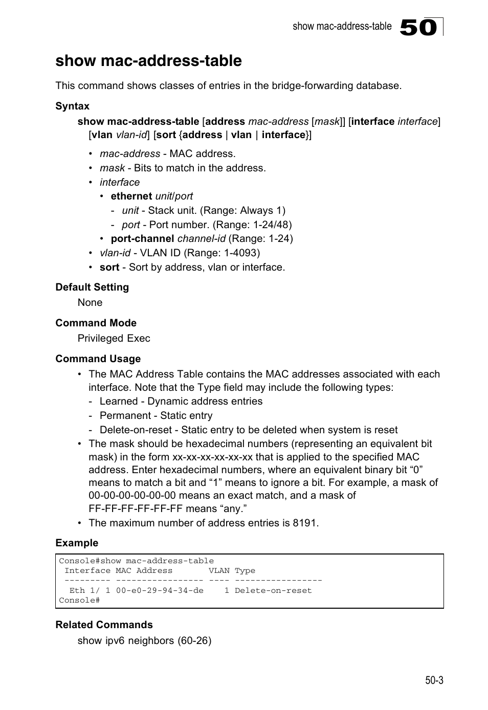 Show mac-address-table | Accton Technology ES4524D User Manual | Page 439 / 588