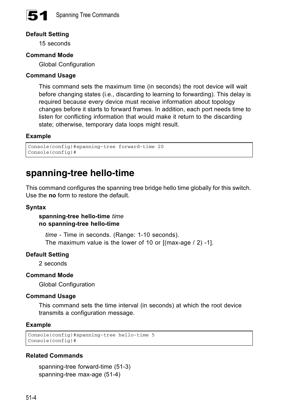 Spanning-tree hello-time | Accton Technology ES4524D User Manual | Page 444 / 588