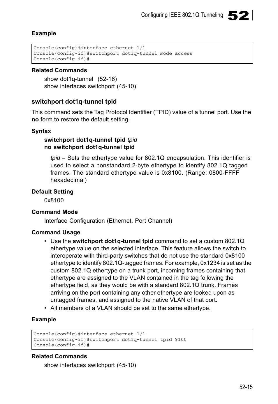 Switchport dot1q-tunnel tpid | Accton Technology ES4524D User Manual | Page 475 / 588