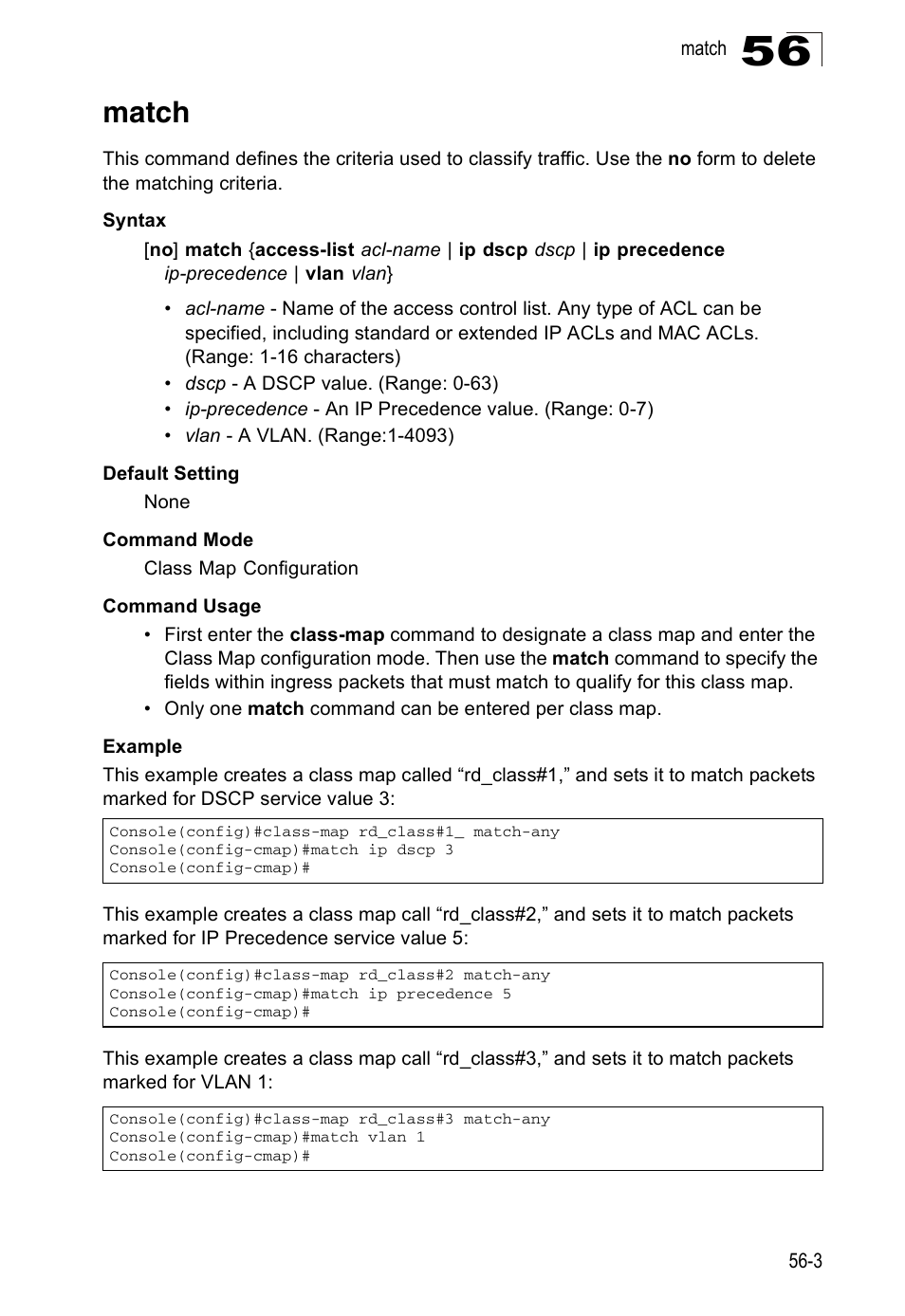 Match, Match 56-3 | Accton Technology ES4524D User Manual | Page 501 / 588