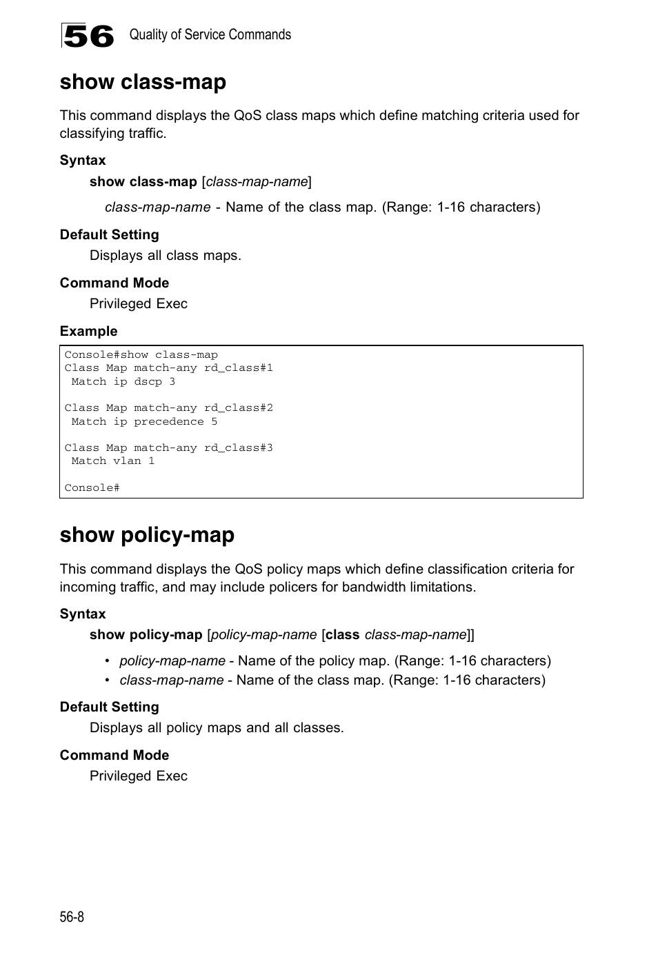 Show class-map, Show policy-map | Accton Technology ES4524D User Manual | Page 506 / 588