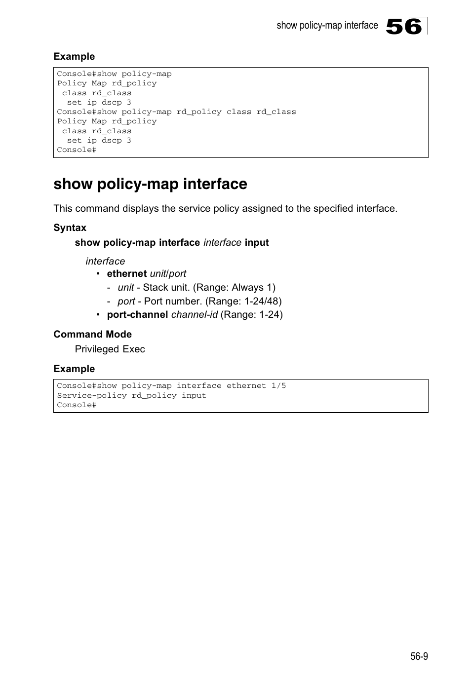 Show policy-map interface | Accton Technology ES4524D User Manual | Page 507 / 588