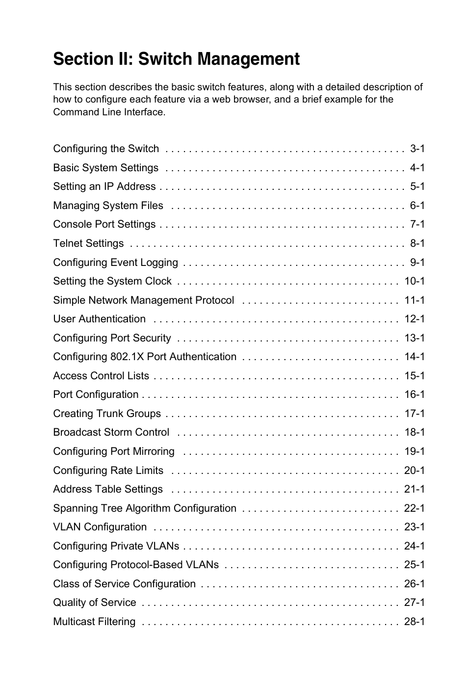 Section ii: switch management | Accton Technology ES4524D User Manual | Page 51 / 588
