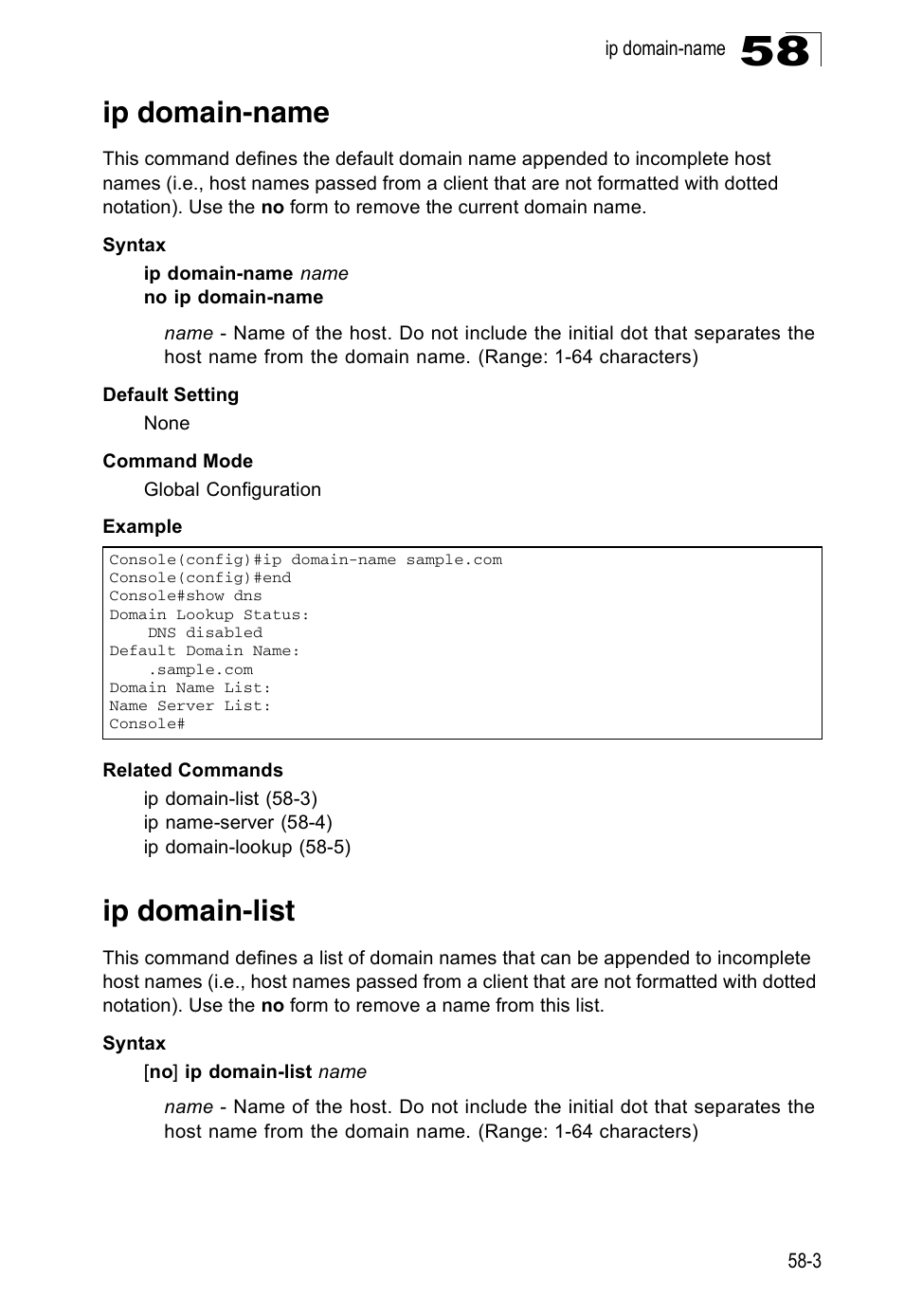 Ip domain-name, Ip domain-list | Accton Technology ES4524D User Manual | Page 521 / 588