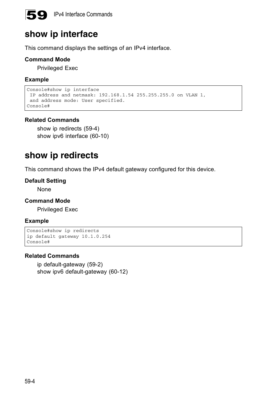 Show ip interface, Show ip redirects | Accton Technology ES4524D User Manual | Page 530 / 588