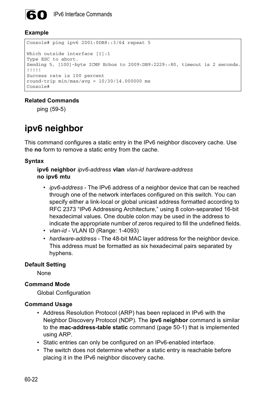 Ipv6 neighbor | Accton Technology ES4524D User Manual | Page 554 / 588