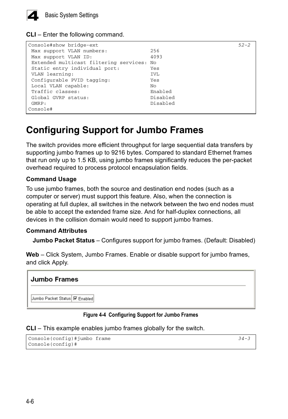 Configuring support for jumbo frames, Figure 4-4 | Accton Technology ES4524D User Manual | Page 66 / 588