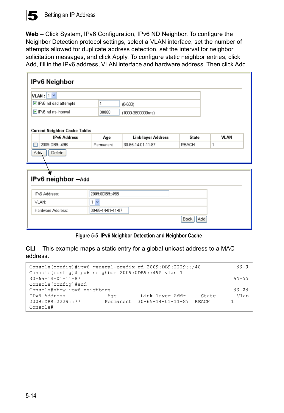 Figure 5-5, Ipv6 neighbor detection and neighbor cache | Accton Technology ES4524D User Manual | Page 82 / 588
