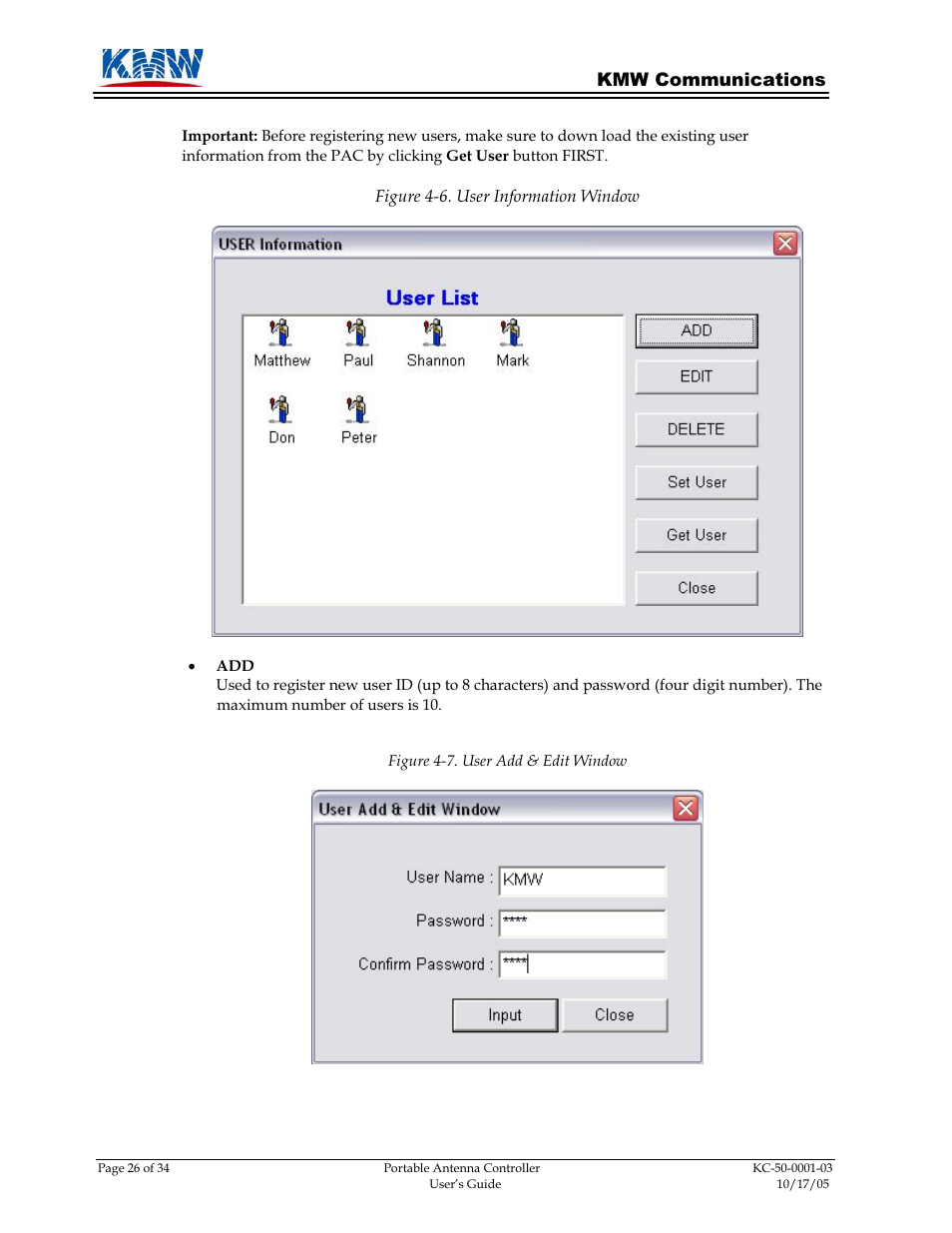 KMW Communications PAC PC User Manual | Page 4 / 8