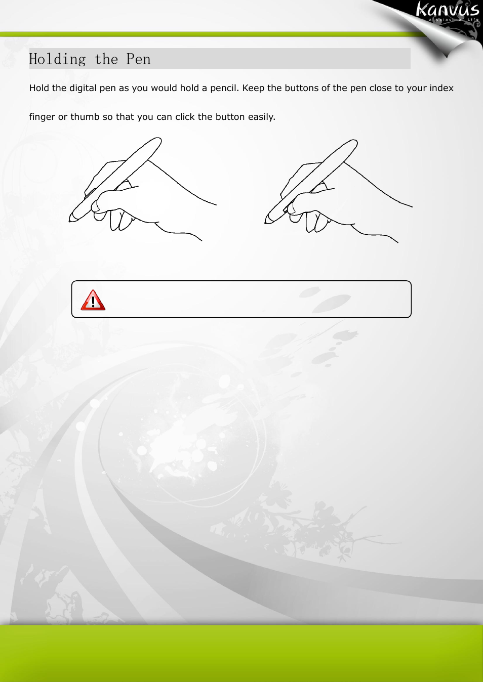 Holding the pen | KWorld Kanvus Note A5 User Manual | Page 136 / 167
