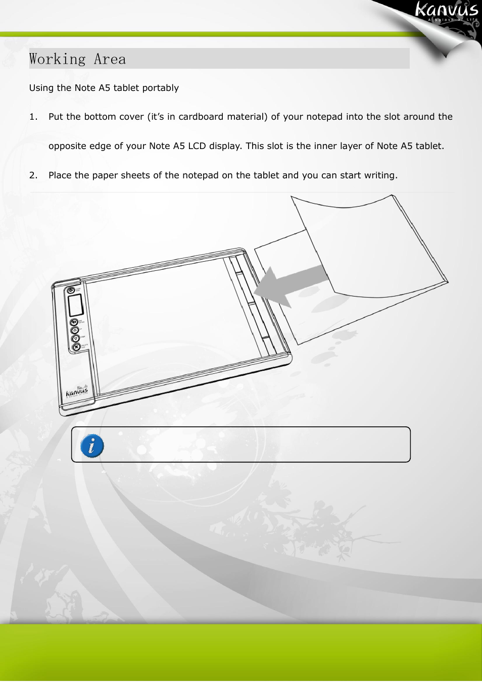 Working area | KWorld Kanvus Note A5 User Manual | Page 137 / 167