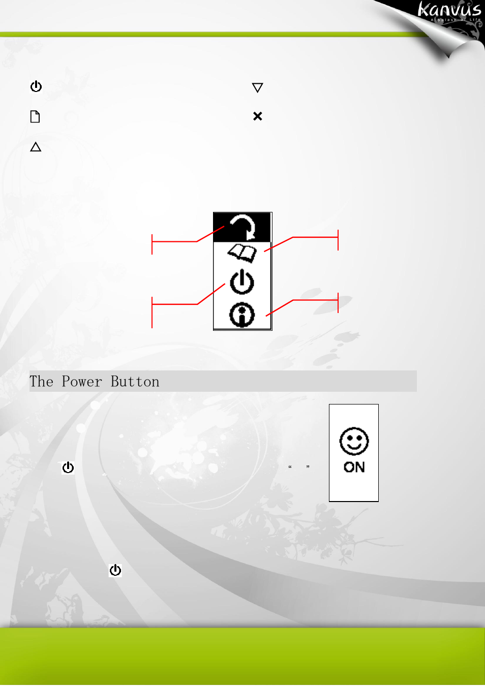 The power button | KWorld Kanvus Note A5 User Manual | Page 18 / 167