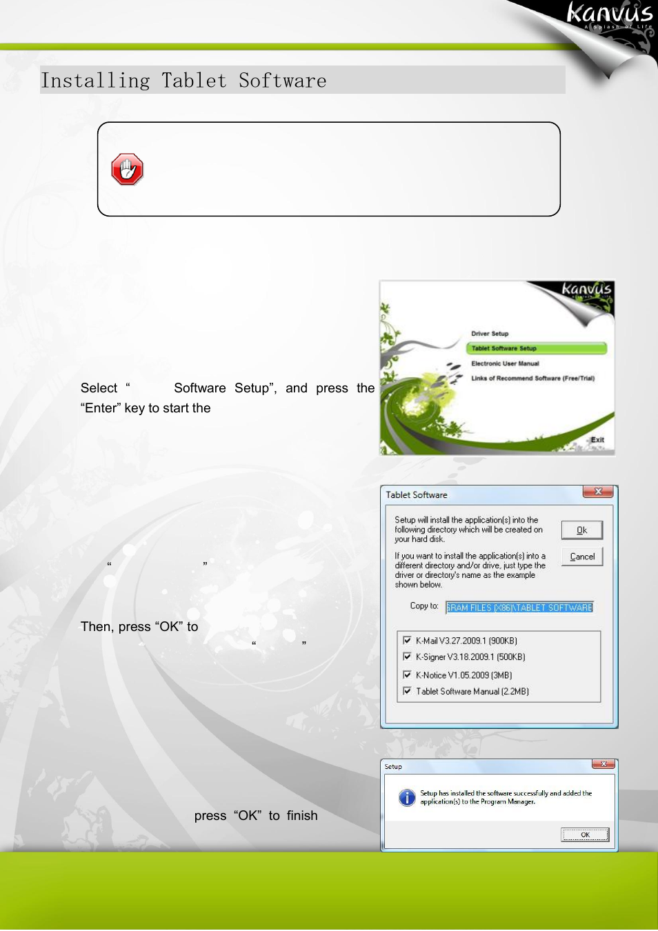 Installing tablet software | KWorld Kanvus Note A5 User Manual | Page 65 / 167