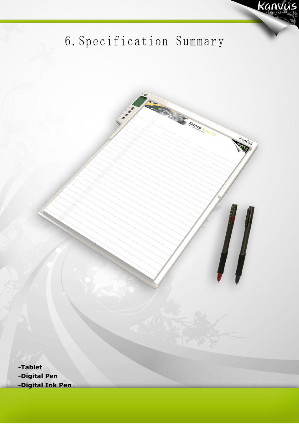 Specification summar y | KWorld Kanvus Note A5 User Manual | Page 68 / 167