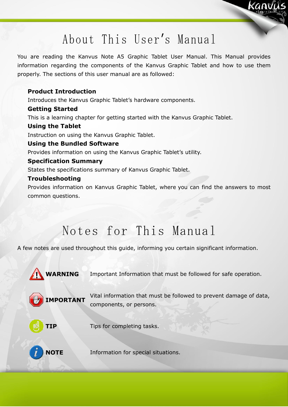 About this user ’s manual | KWorld Kanvus Note A5 User Manual | Page 87 / 167