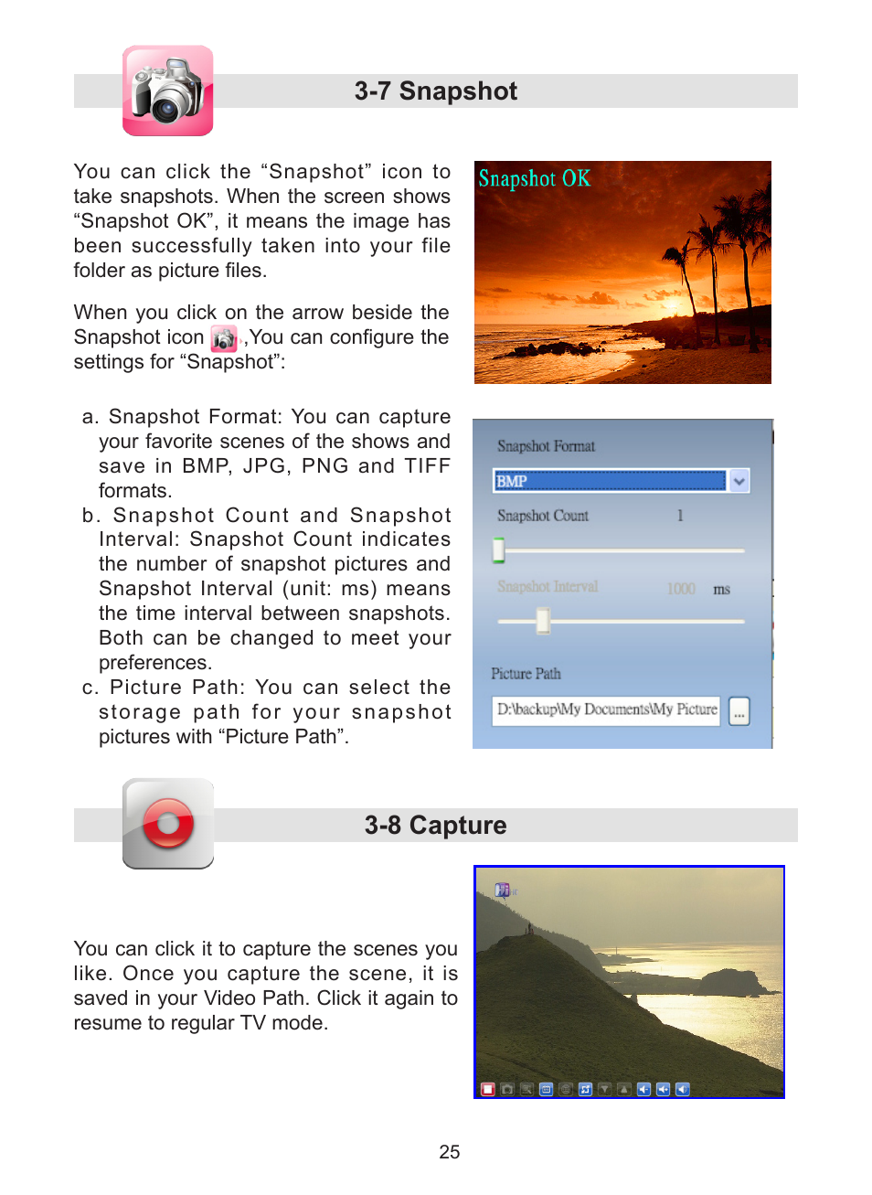 7 snapshot 3-8 capture | KWorld UB383-T User Manual | Page 25 / 49