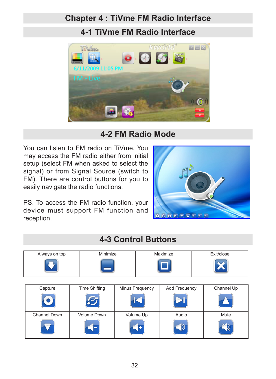 1 tivme fm radio interface | KWorld UB383-T User Manual | Page 32 / 49