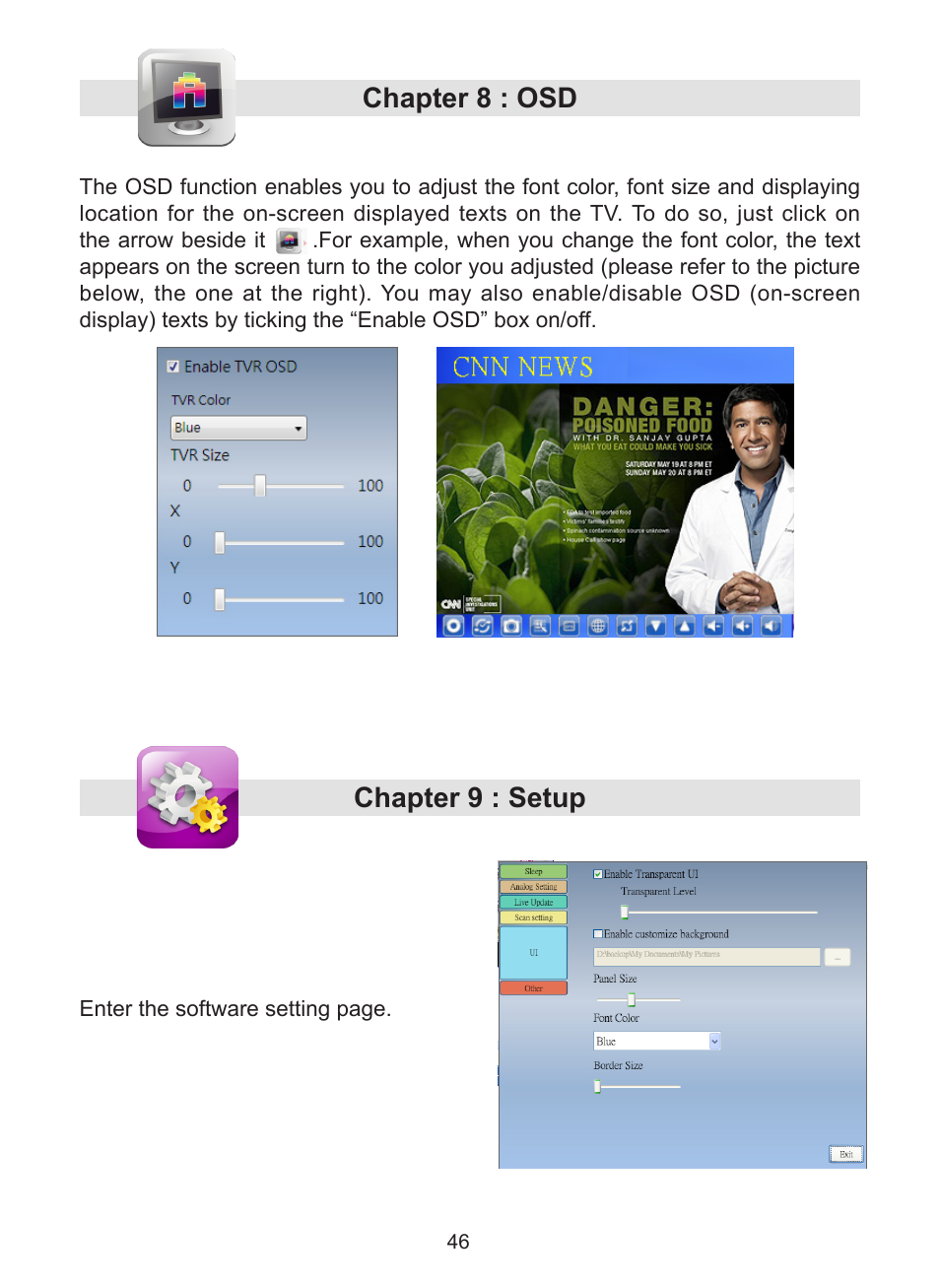 Chapter 8 : osd chapter 9 : setup | KWorld UB383-T User Manual | Page 46 / 49